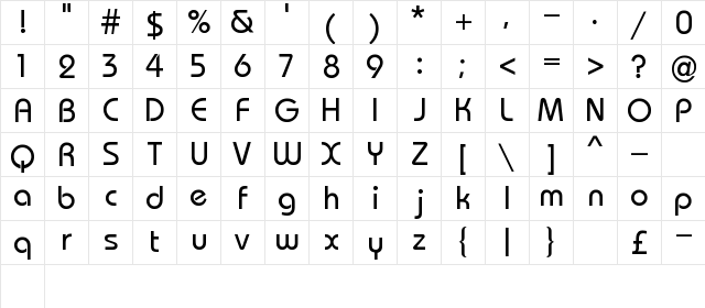 Casa Regular  glyph index