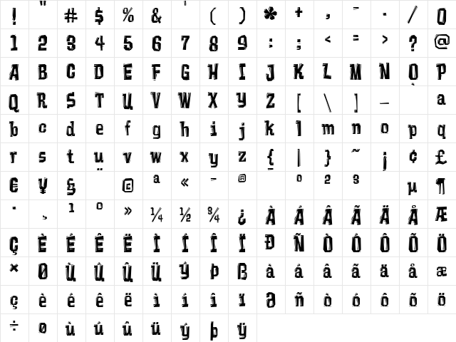 Vademecum Regular  glyph index