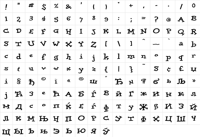 DoloresCyr ExtraBold  glyph index