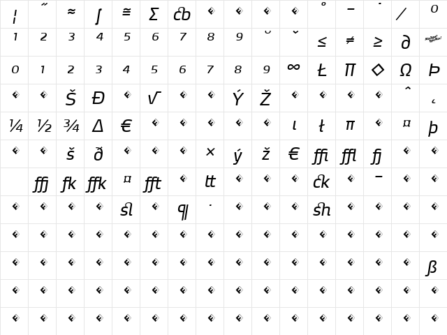 MaxDemiSerif-RegularItaExp Regular  glyph index