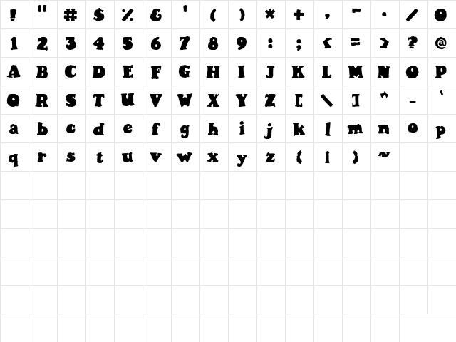 CK Lumpy Regular  glyph index