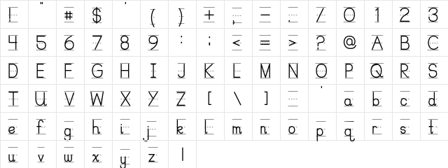 PreCursive Lined  glyph index