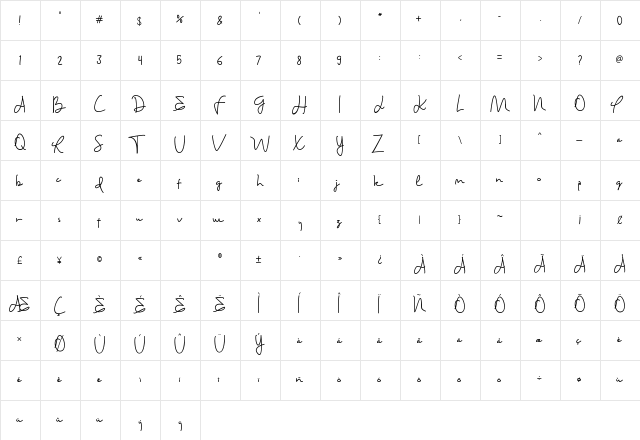 Haisley Mind Regular  glyph index