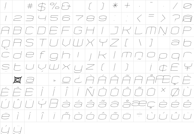 Chord FineItalic  glyph index