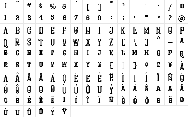Ropstone Regular  glyph index
