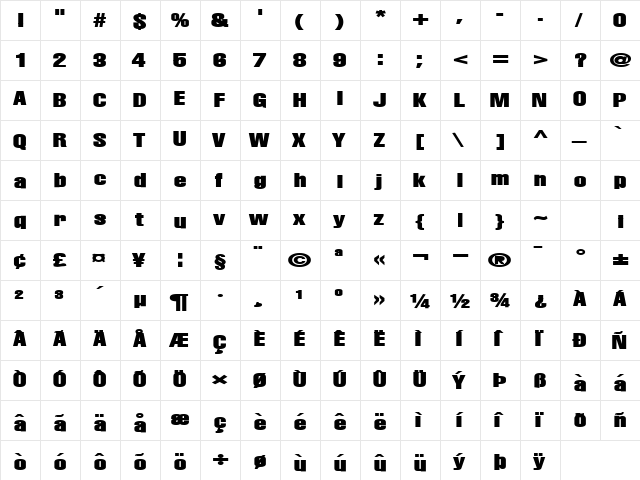 BabyMaker35 Bold  glyph index