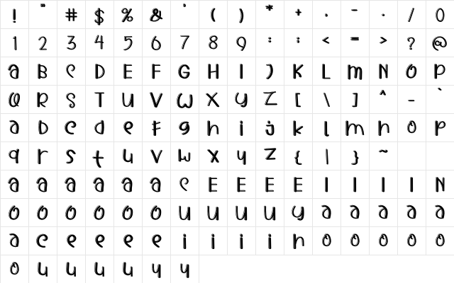 ROCK SNAKE Regular  glyph index