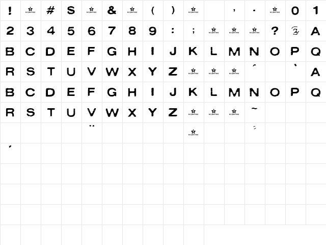OXIDISASTER Regular  glyph index