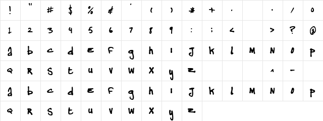 Drewtype Regular  glyph index