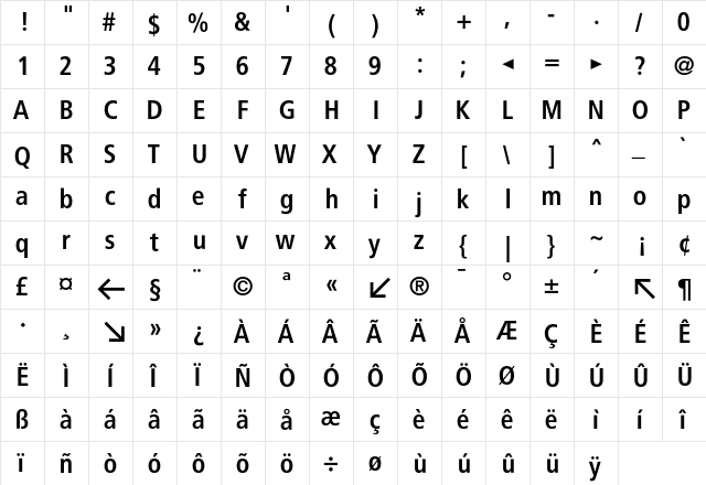 BVGPosAuf Regular  glyph index