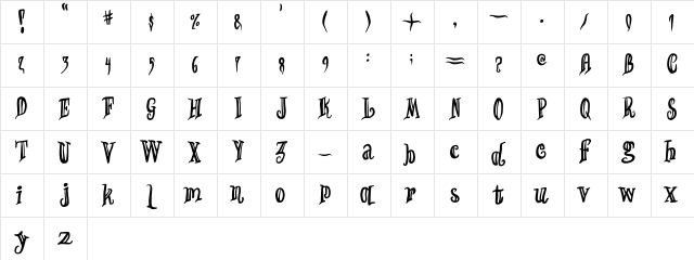 SYBIL WITCH Regular  glyph index