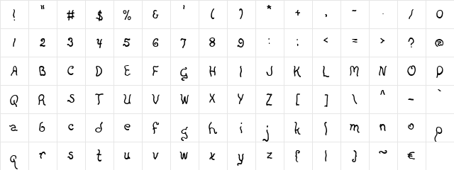Everlicious Regular  glyph index
