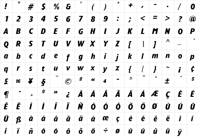 TFForever Bold  glyph index