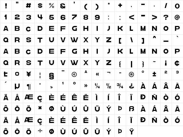 krown Regular  glyph index