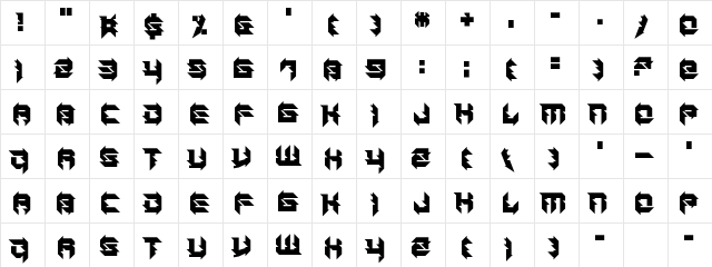 Daughter of a Glitch Regular  glyph index