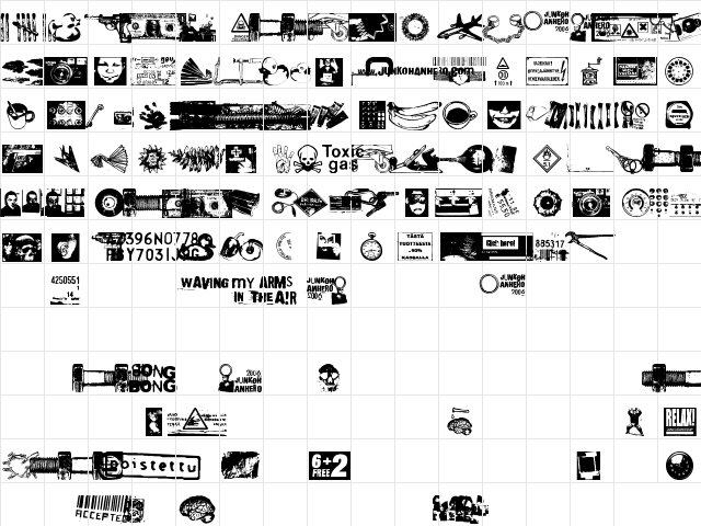 Waving My Arms in the Air Regular  glyph index