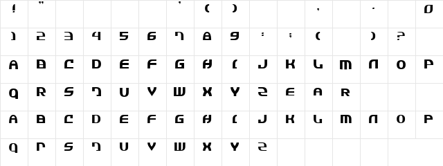 Templates Regular  glyph index
