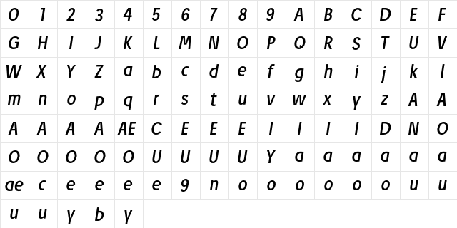 Josef Pro Italic  glyph index
