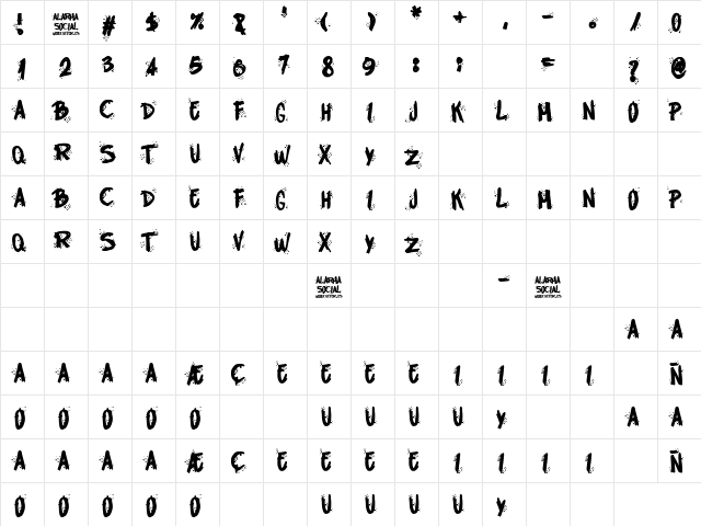 Alarma Social Regular  glyph index