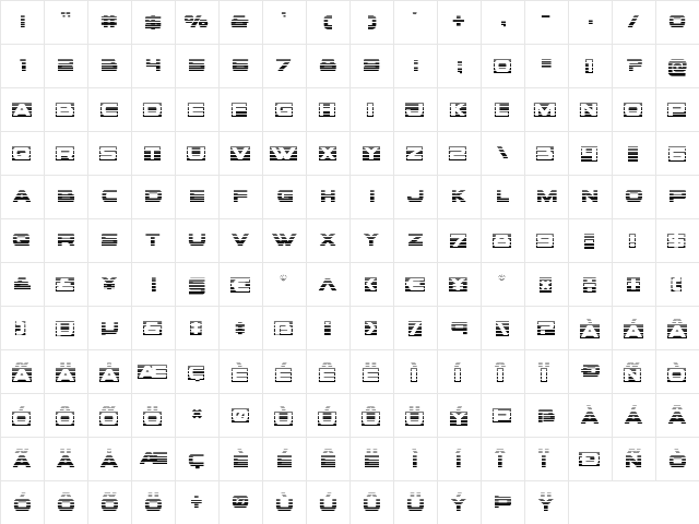 voxBOX Gradient Regular  glyph index