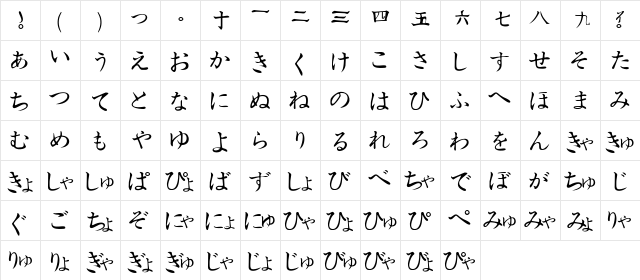 Seppuku Medium  glyph index