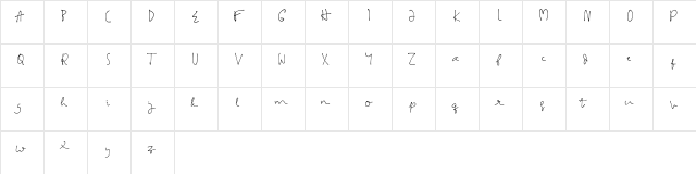 LarissaHandwriting Regular  glyph index