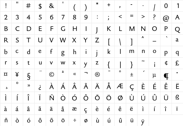 DTL Haarlemmer D Sans Regular  glyph index