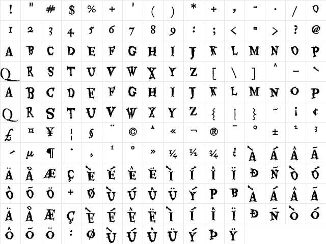 Eater Regular  glyph index