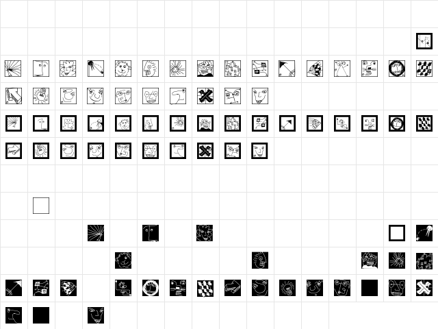 KleinsLittleDings Regular  glyph index