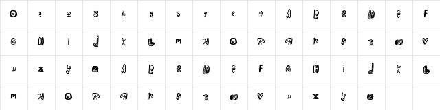 PleasureRiot Regular  glyph index
