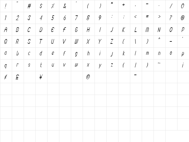 Stirlinger Regular  glyph index