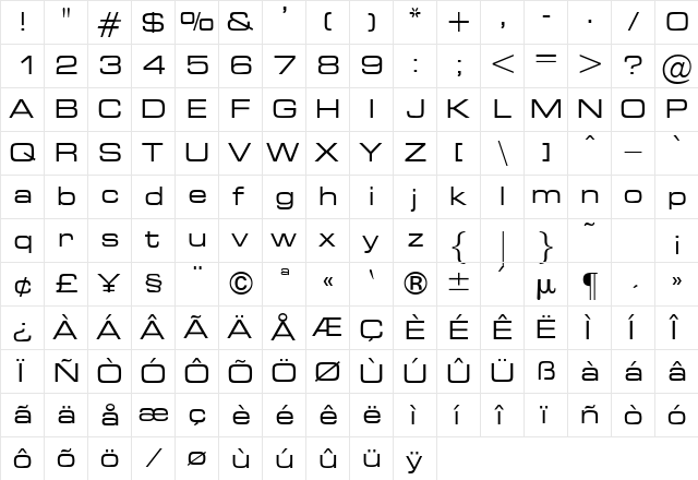 Eddmond Regular  glyph index