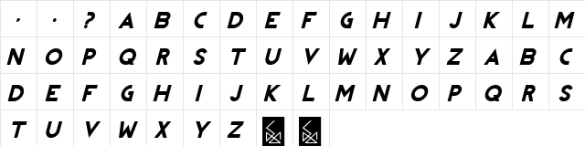 REVOLUTION Italic Italic  glyph index