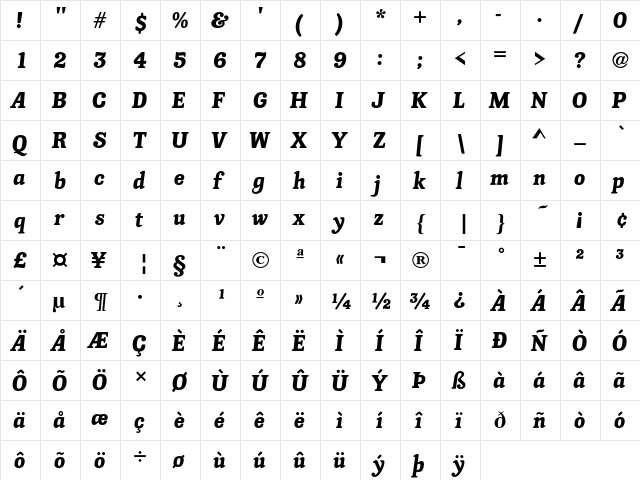Knightsbridge LT Std Regular  glyph index