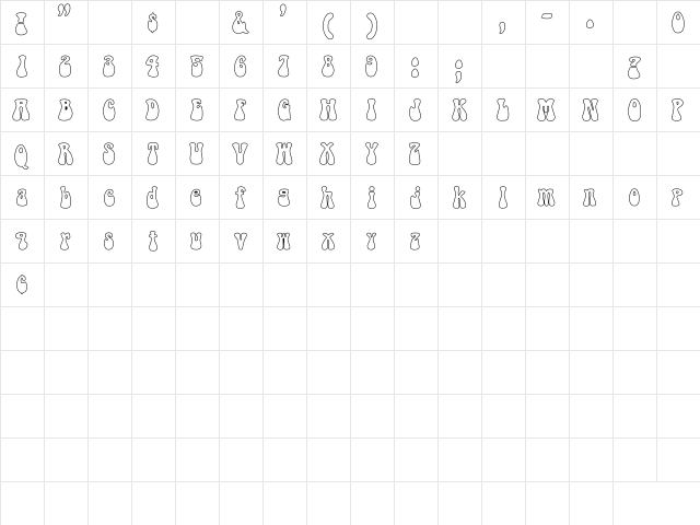 BellBottom Clear Regular  glyph index