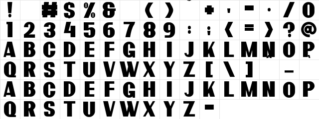 Bardon Demo Clean  glyph index