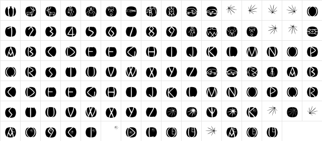 OldGreekButtons Regular  glyph index