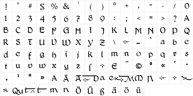 DelitschAntiqua Regular  glyph index
