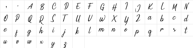 Minnie Queen Regular  glyph index