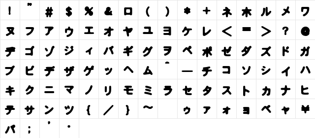 Bhoochoo Regular  glyph index