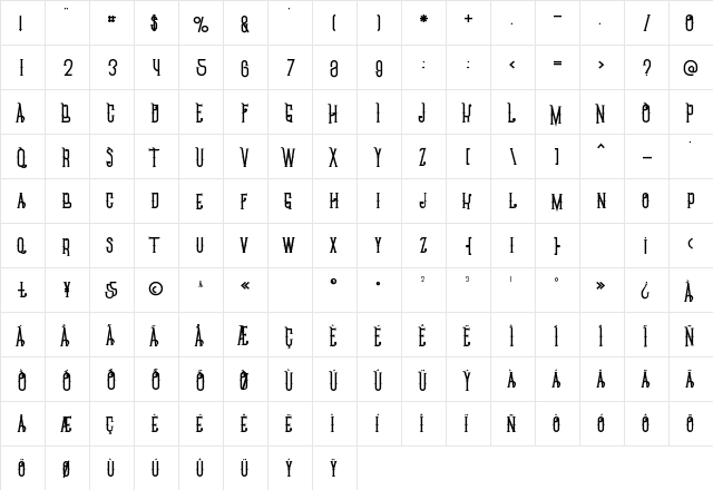 Chivel Mind Regular  glyph index