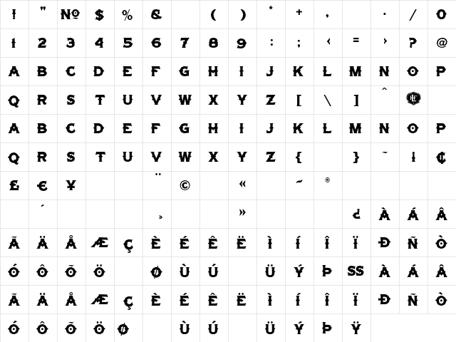 Tonic Lhf Nerve Regular  glyph index