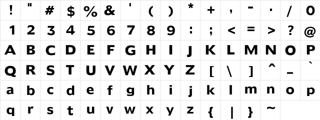 South Central ExHeavy Regular  glyph index