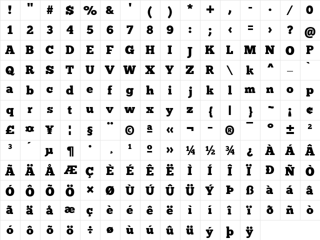 ChunkFive Ex Regular  glyph index