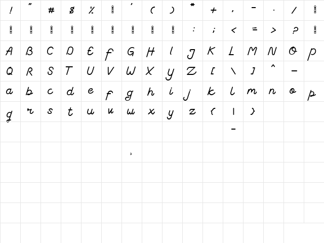 Coventysh Demo Regular  glyph index