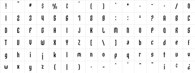 SF Archery Black Condensed Regular  glyph index