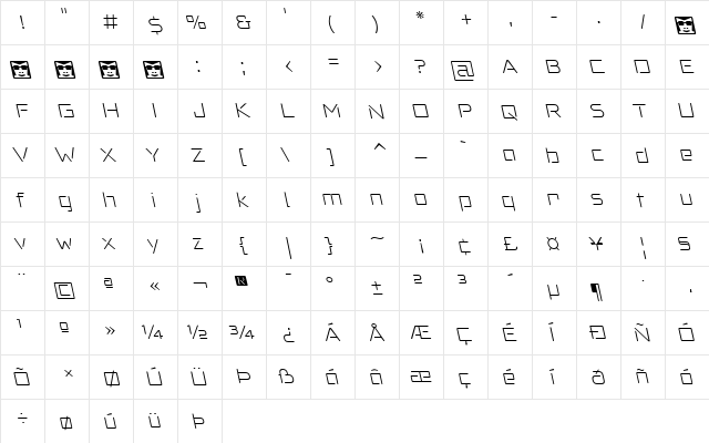 Anoxic Light Italic  glyph index