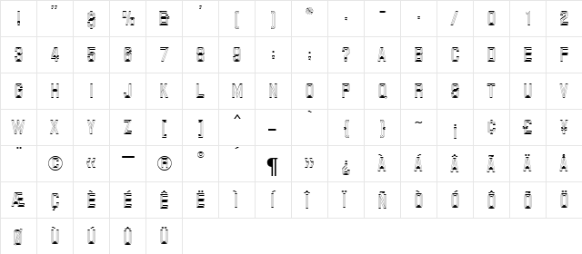 Carplate Regular  glyph index