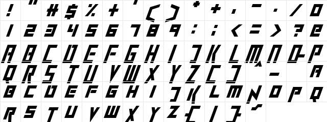 ExtinctionEvent Italic  glyph index