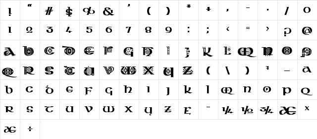 Kingthings  Kelltika Regular  glyph index